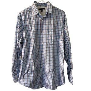 Banana Republic Light Blue Windowpane Button Down Shirt Size Medium